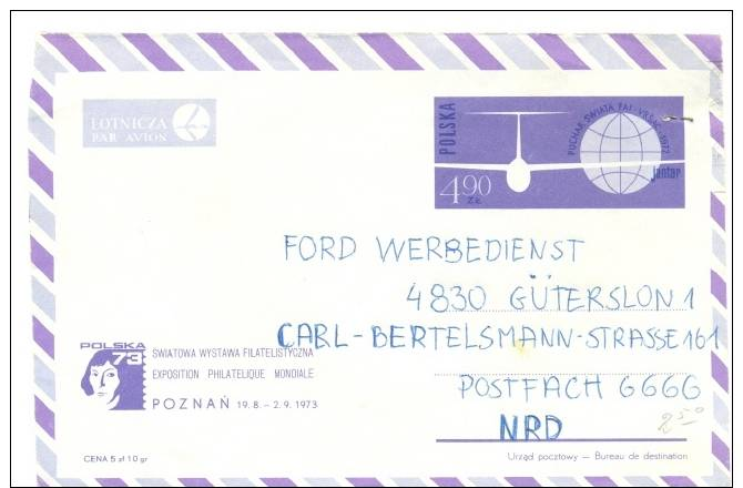 COVER * AIR LETTER ENVELOPE * POLAND * POLOGNE * TO GERMANY * - Storia Postale