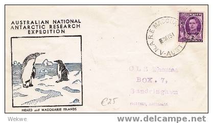 AA008/ 1951, Brief Von Macquarie Islands  (Illustriert) - Covers & Documents