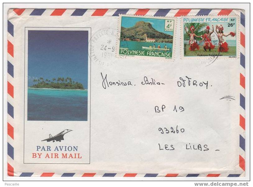 Belle Enveloppe Polynésie Française Avec Timbres 4F Et 26F - Cartas & Documentos