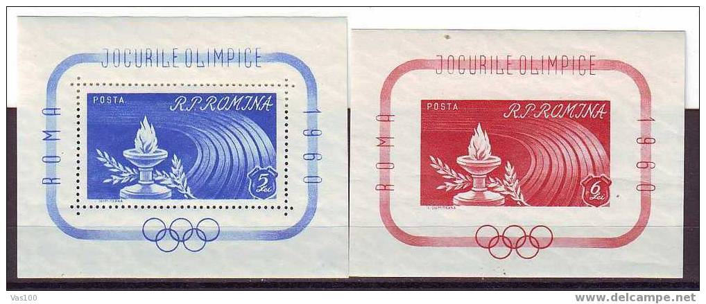 ROMANIA  1960, JEUX OLYMPIQUES DE ROME BLOCK Michel Nr46 And 47 Perforated And Imperforated,MNH,OG. - Estate 1960: Roma