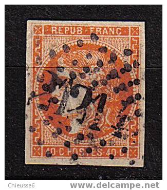 France Ob . N° 48 - 40c Orange. Plié . - 1870 Emission De Bordeaux