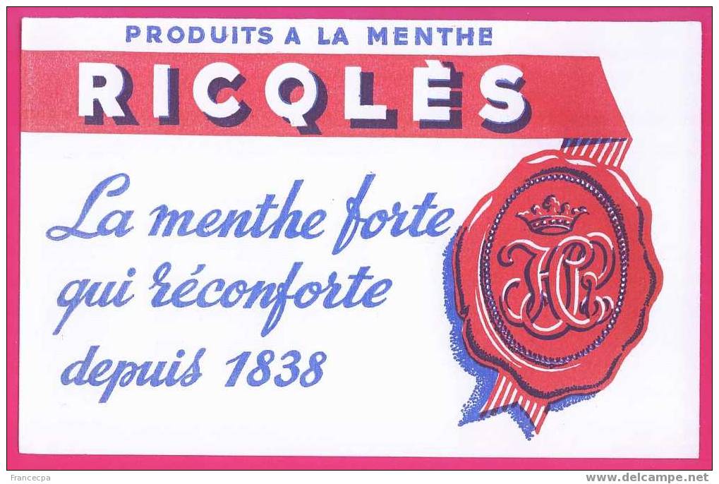 1129 - BUVARD - PRODUIT A LA MENTHE  -  RICQLES - A