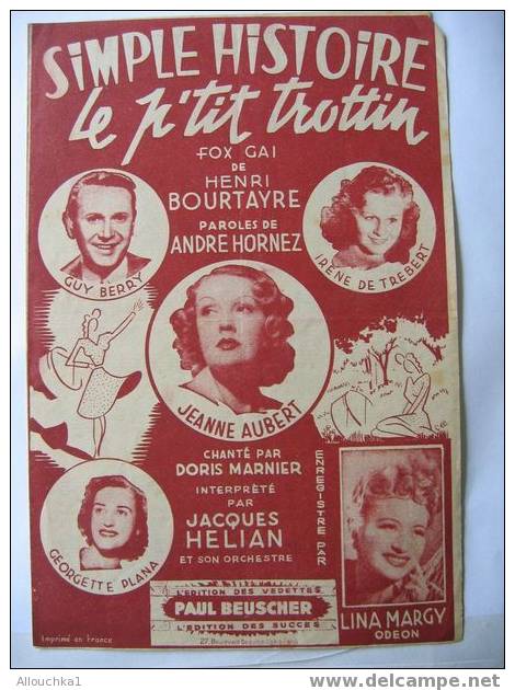 PARTITIONS EN FRANCAIS SIMPLE HISTOIRE LE P'TIT TROTTIN  FOX GAI  /GUY BERRY/G.PLANA /L.MARGY/I. DE TREBERT - Liederbücher