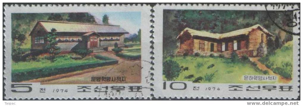 1974 Mi# 1302-1303 Used - Revolutionary Sites - Korea (Nord-)