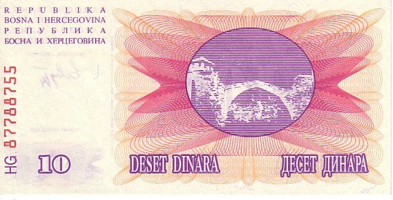 BOSNIE HERZEGOVINE   10 Dinara   Daté Du 01-07-1992   Pick 10a    ***** BILLET  NEUF ***** - Bosnia Erzegovina