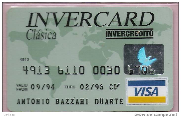COLOMBIA- 1996- " INVERCARD " - VISA - INVERCREDITO- DEBIT CARD- CARTE BANCAIRE - Krediet Kaarten (vervaldatum Min. 10 Jaar)