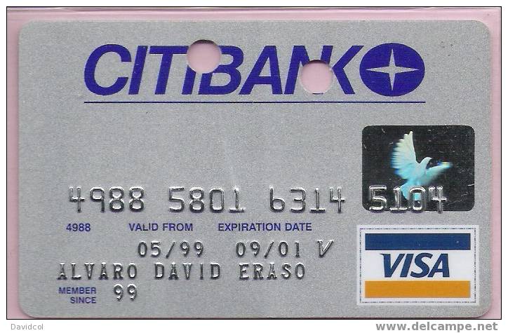 COLOMBIA- 1999- " CITIBANK " - VISA - CREDIT CARD- CARTE BANCAIRE - Tarjetas De Crédito (caducidad Min 10 Años)