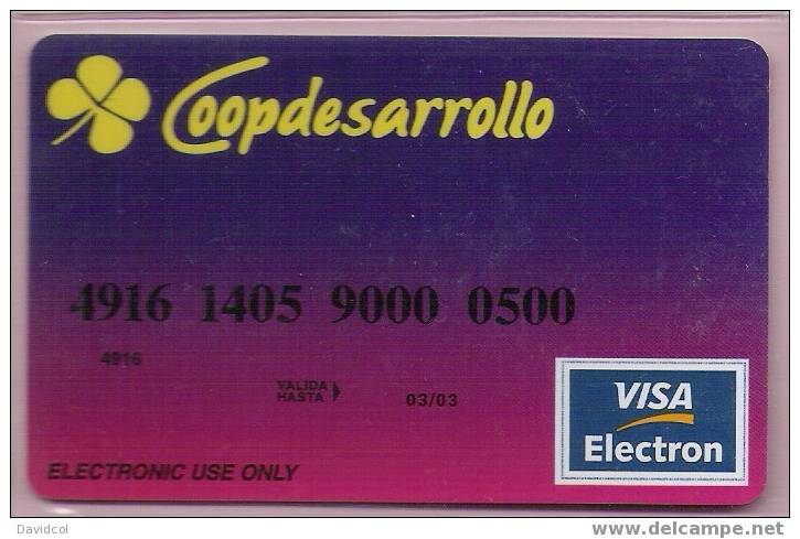 COLOMBIA- 1998 - " DEBIT CARD " - BANCO COOPDESARROLLO - TYPE # 1 -  CARTE BANCAIRE - Cartes De Crédit (expiration Min. 10 Ans)