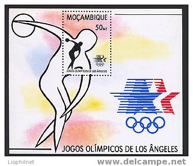 MOZAMBIQUE 1983, J.O. LOS ANGELES, LANCER DISQUE, 1 Bloc, Neuf / Mint. R213 - Estate 1984: Los Angeles