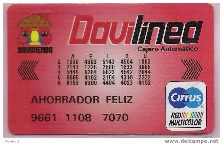 COLOMBIA- 1999 - " DAVILINEA " - BANCO DAVIVIENDA - DEBIT  CARD - TYPE # 1- CARTE BANCAIRE - Tarjetas De Crédito (caducidad Min 10 Años)