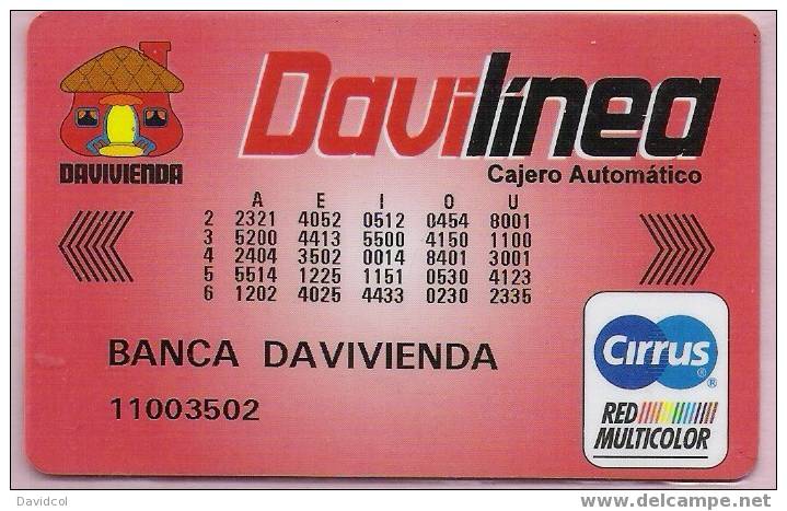 COLOMBIA- 1999 - " DAVILINEA " - BANCO DAVIVIENDA - DEBIT  CARD - TYPE # 2- CARTE BANCAIRE - Tarjetas De Crédito (caducidad Min 10 Años)