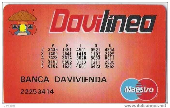 COLOMBIA- 1999 - " DAVILINEA " - BANCO DAVIVIENDA - DEBIT  CARD - TYPE # 3- CARTE BANCAIRE - Krediet Kaarten (vervaldatum Min. 10 Jaar)