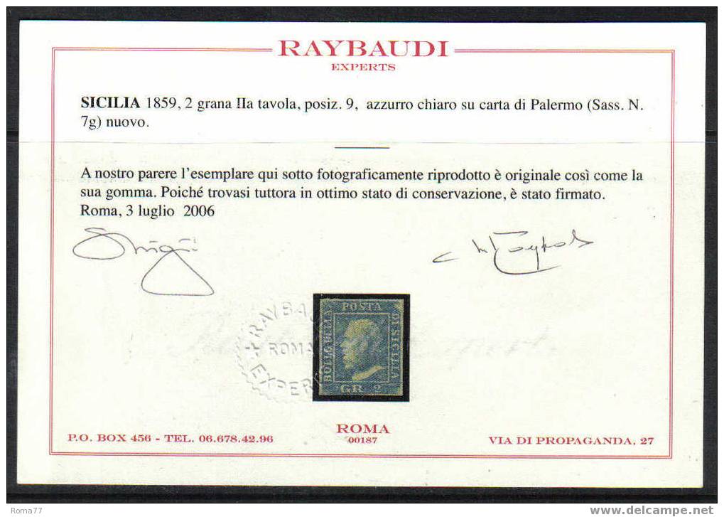 AV9D - SICILIA , 2 Grana N. 7g Posizione 9  * Mint . RAYBAUDI . - Sizilien