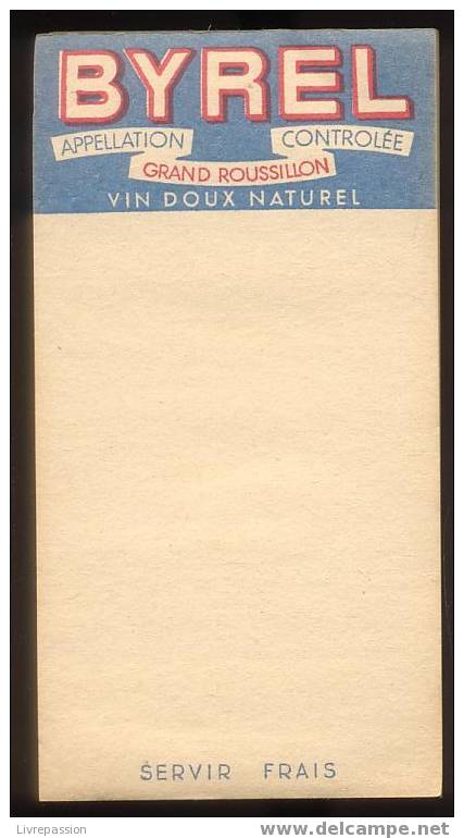 Carnet Publicité BYREL Vin Doux Roussilloon. - Altri & Non Classificati