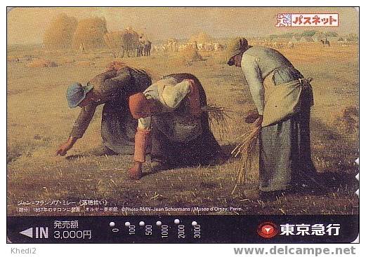 Carte JAPON - PEINTURE FRANCE - JEAN-FRANCOIS MILLET / LES GLANEUSES - PAINTING JAPAN Tokyu Card - Kunst Karte - 02 - Painting