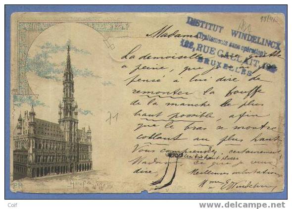 71 Op Kaart Met Cirkelstempel BRUXELLES / DEPART - 1894-1896 Expositions