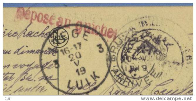 Kaart  Verzonden Met Stempel LIEGE 3 Met Stempel DEPOSE AU GUICHET  (Rood) !!! - Foruna (1919)