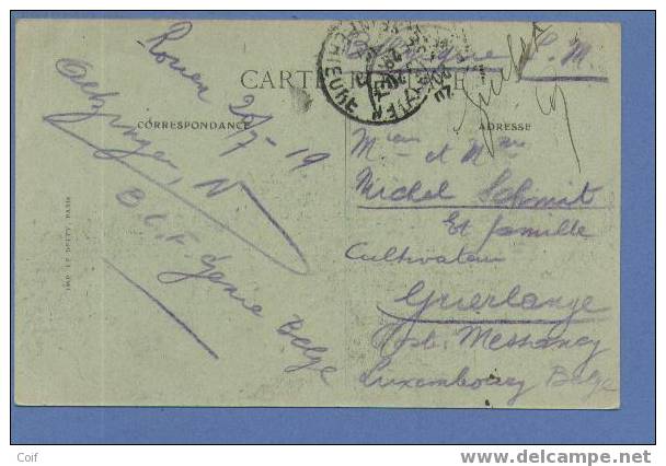 Kaart "Fete De Victoire A Paris 14-Juillet-1919  Verzonden Van ROUEN Met Pen Geschreven GUICHET - Lettres & Documents
