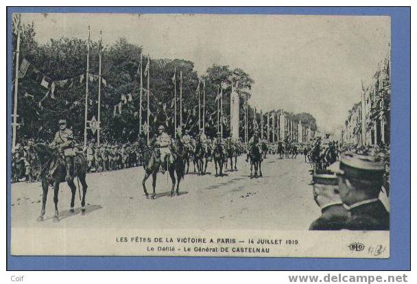 Kaart "Fete De Victoire A Paris 14-Juillet-1919  Verzonden Van ROUEN Met Pen Geschreven GUICHET - Brieven En Documenten