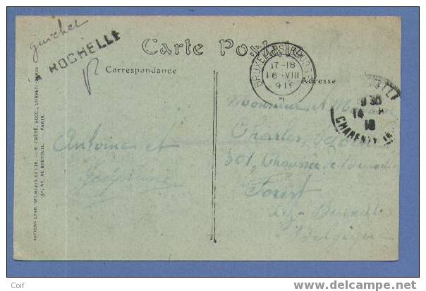 Kaart  Met Naamstempel LA ROCHELLE, Met Pen Geschreven GUICHET - Lettres & Documents