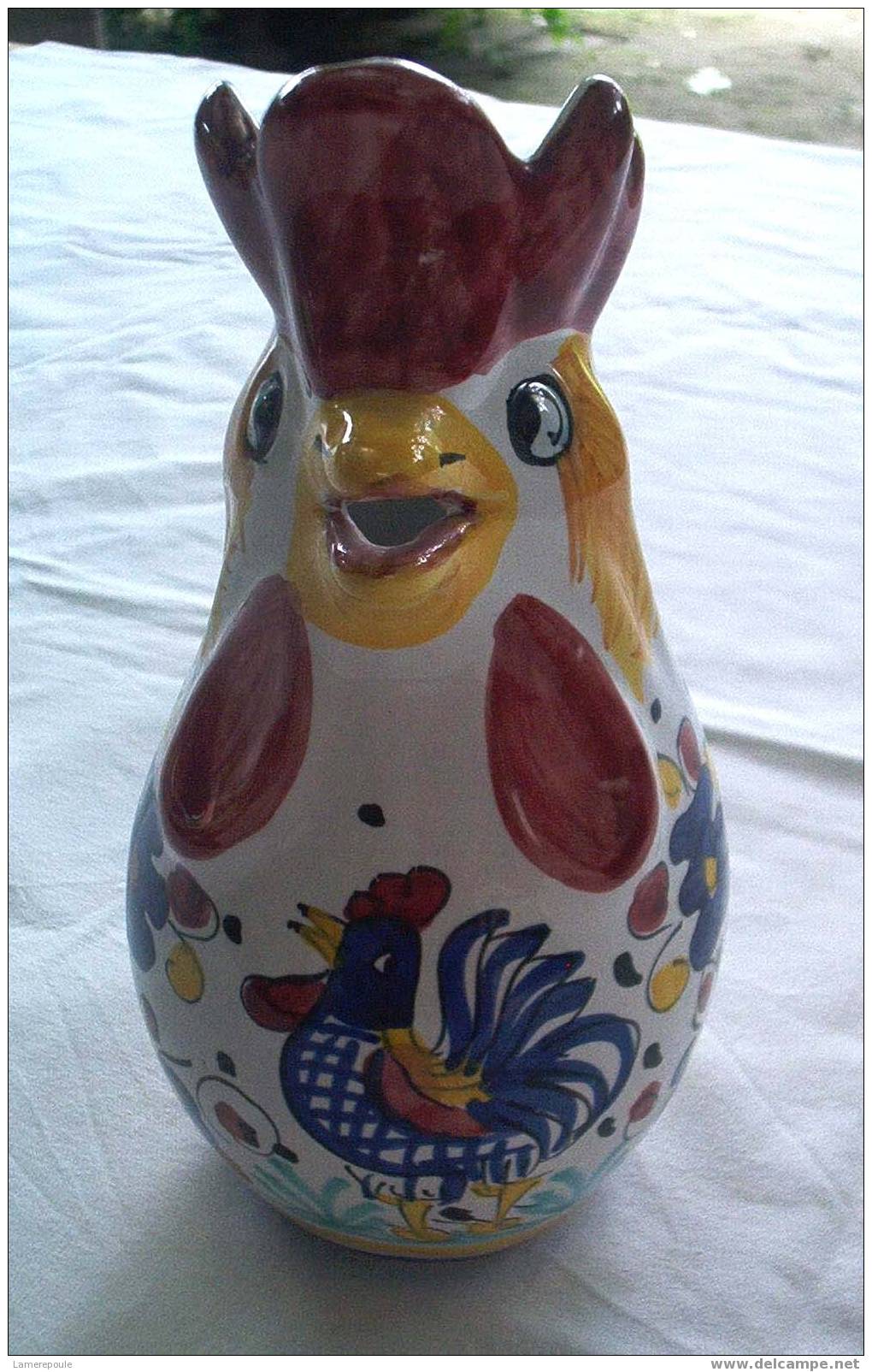 DERUTA Gallo Blu - Pichet Coq - Rooster Pitcher - Haan Karaf - Hahn Krug (PR063) - Deruta (ITA)