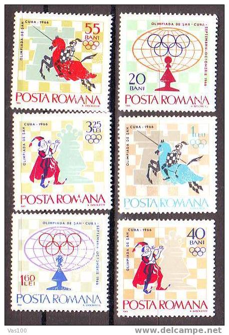 ROMANIA 1966, 17´e TOURNOI INTERNATIONAL D´ECHECS,A LA HAVANE  MINT  FULL SET  YVERT#2193-2198 - Unused Stamps