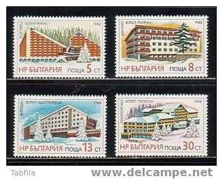 BULGARIE - 1988 - Tourism En Bulgarie - Grands Hotels - 4v ** - Hotels- Horeca