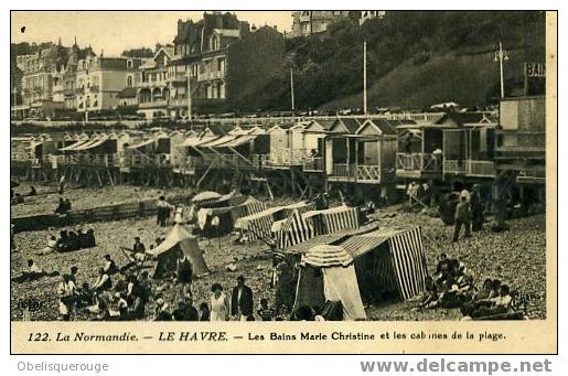 76 LE HAVRE LES BAINS MARIE CHRISTINE ET CABINES N ° 122 1935 - Cap De La Hève