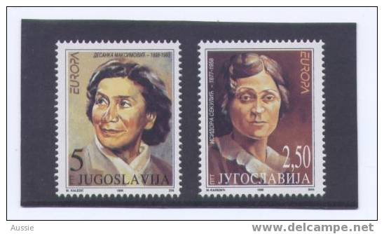 Cept 1996 Yougoslavie Yvertn° 2635-36 *** MNH  Les Femmes Célèbres Cote 4 Euro - Ongebruikt