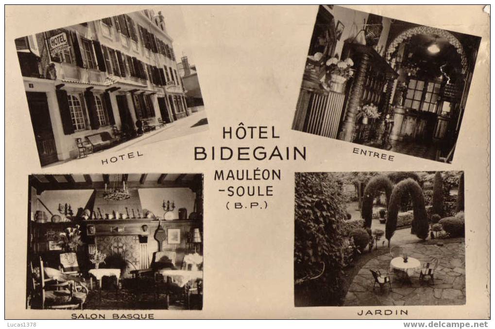 64 / MAULEON SOULE / HOTEL BIDEGAIN / RARE CPSM 1953 - Mauleon Licharre