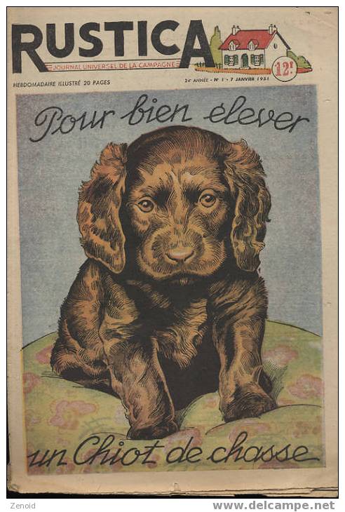 Rustica 24e Année N°1 - 7 Janvier 1951 - Pour Bien Elever Un Chiot De Chasse - Caza & Pezca