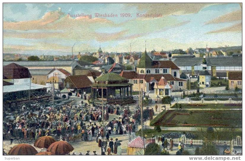 WIESBADEN - AUSSTELLUNG 1909 - KONZERTPLATZ / EXPOSITION De 1909 - PLACE Du CONCERT - TRÈS BELLE ANIMATION ! (z-273) - Wiesbaden