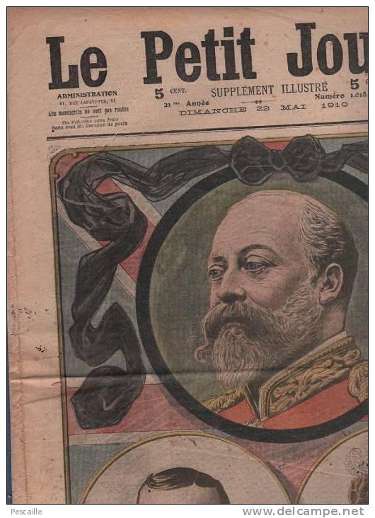 LE PETIT JOURNAL 22 Mai 1910 - Mort D´Edouard VII - La Peur Des Comètes ... - Le Petit Journal