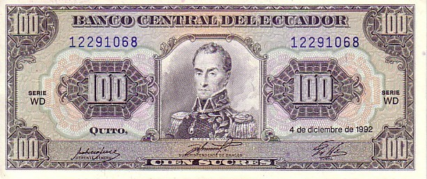 EQUATEUR   100 Sucres   Daté Du 04-12-1992    Pick 123Ab    ***** BILLET  NEUF ***** - Equateur