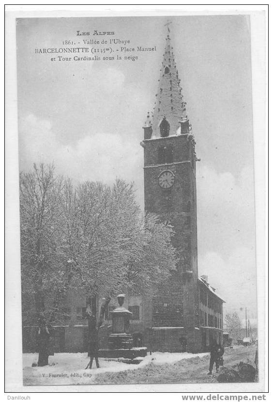 04 - BARCELONNETTE - Place Manuel Et Tour Cardinalis Sous La Neige, N° 1861 - Barcelonnette