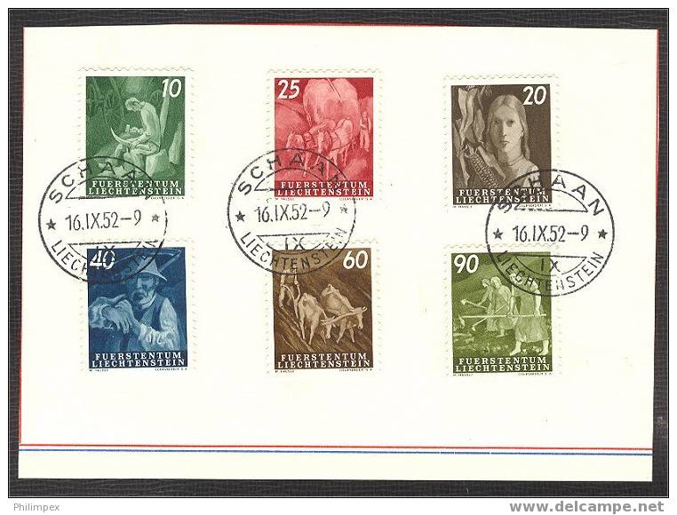 LIECHTENSTEIN, DEFINITIVES 1951, SUPERB SET USED ON CARDS! - Gebraucht