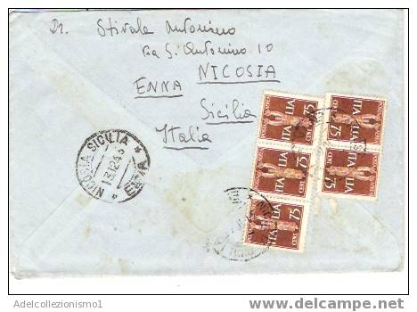 557)lettera  Con 5 X 75cen. Imperiale Aerea Da Nicosia A Olvenburg  Il 13-12-1945 - Marcophilie