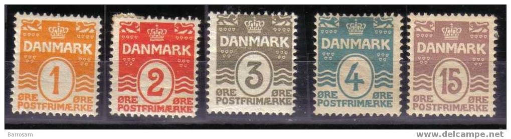 Denmark 1905-17 Michel42A-46A Mh* - Unused Stamps