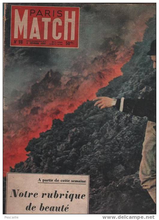 PARIS MATCH 3 FEVRIER 1951 - ETNA HAROUN TAZIEFF - GUERRE DE COREE - AVALANCHE - BOMBE H - MONNERVILLE ... - Allgemeine Literatur