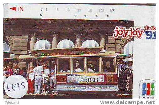 Tram (6075) Train Trenes Zug Eisenbahn Locomotive Locomotif Sur Telecarte Japon - Eisenbahnen