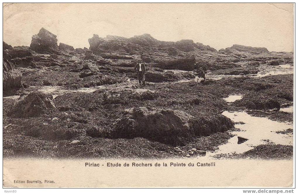 44 PIRIAC Etude De Rochers De La Pointe Du Castelli Cpa Animée - Piriac Sur Mer