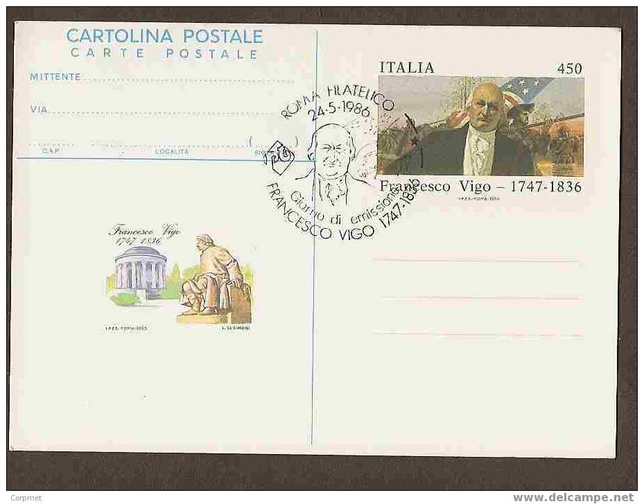 ITALY - VF ENTIRE CARTOLINA POSTALE  - FRANCESCOI VIGO - With Comm First Day Cancel - Maximum Cards