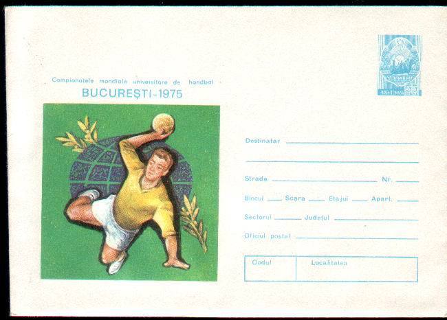 Romania 1975, Stationery Cover, Handball - Hand-Ball