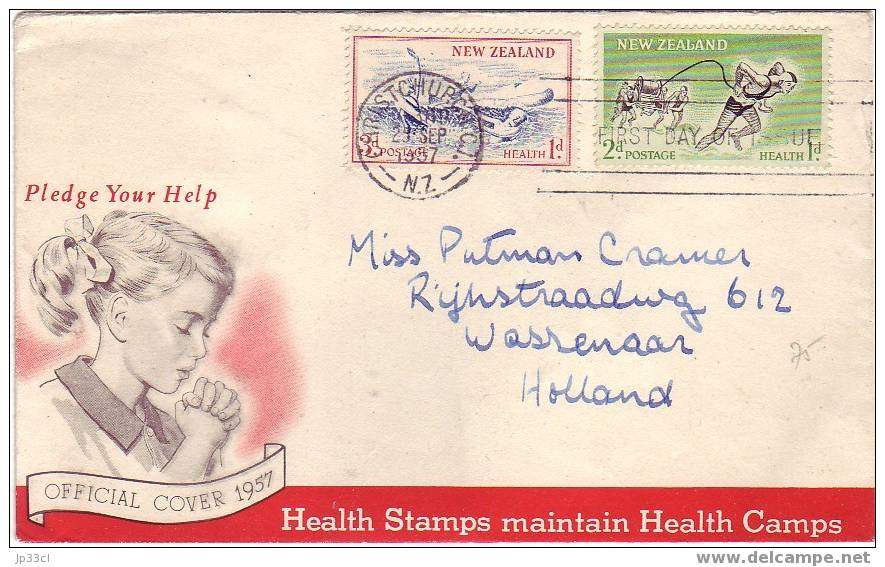Enveloppe Officielle "Health Stamps Maintain Health Camps", Christchurch, 23/9/1957 - Sonstige & Ohne Zuordnung