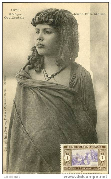 AFRIQUE - MAURITANIE - JEUNE FILLE MAURE - FEMME - TRES BELLE CARTE - COLLECTION FORTIER N°1070 - Mauritania