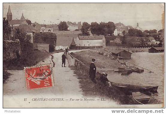 CHATEAU GONTIER  VUE DE LA MAYENNE  1911 - Chateau Gontier