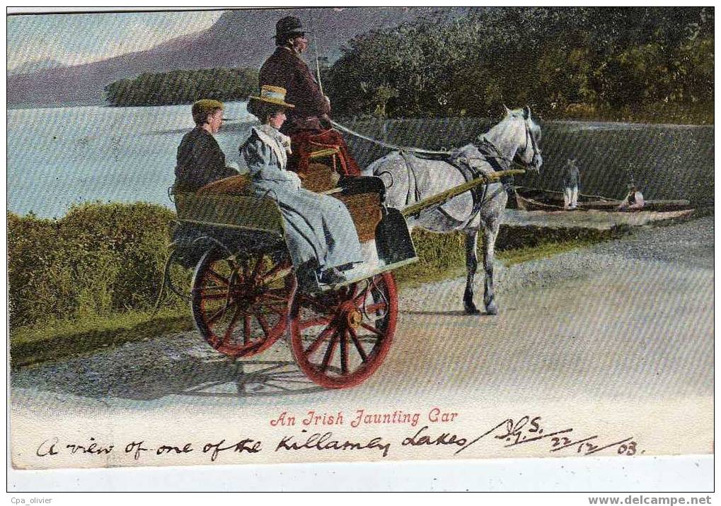 IRLANDE Irish Jaunting Car, Attelage, Très Beau Plan, Colorisée, Ed Valentines 551, Irish Life, 1903 - Other & Unclassified