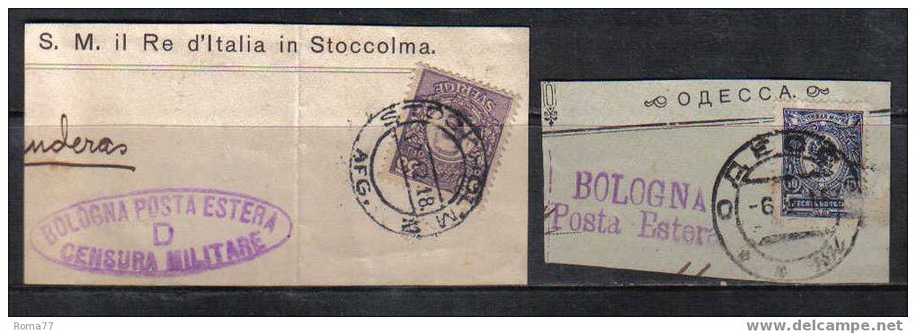 SS2630 - REGNO - BOLOGNA POSTA ESTERA, 2 Frammenti - Storia Postale