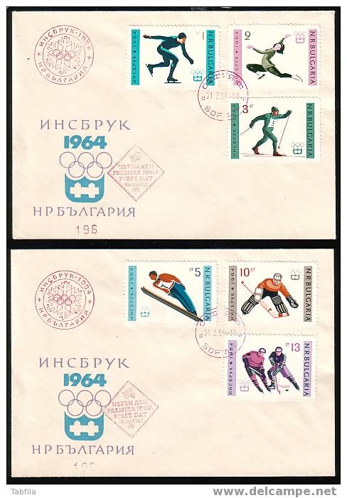 BULGARIE - 1964 - Jeux Olimpique D´Hiver - 2 FDC Cache Rouge - Hiver 1964: Innsbruck