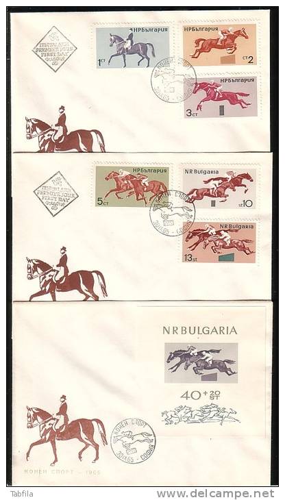 BULGARIA / BULGARIE - 1965 - Sport Hipique - 3 FDC Rare - Horses